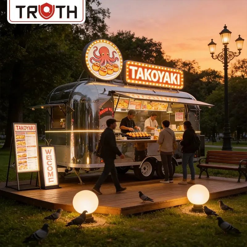 Voll ausgestattete mobile Küche mit Taco-Anhängern