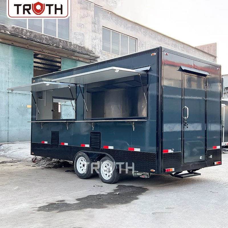 Custom food truck exterior with serving window and LED signage
