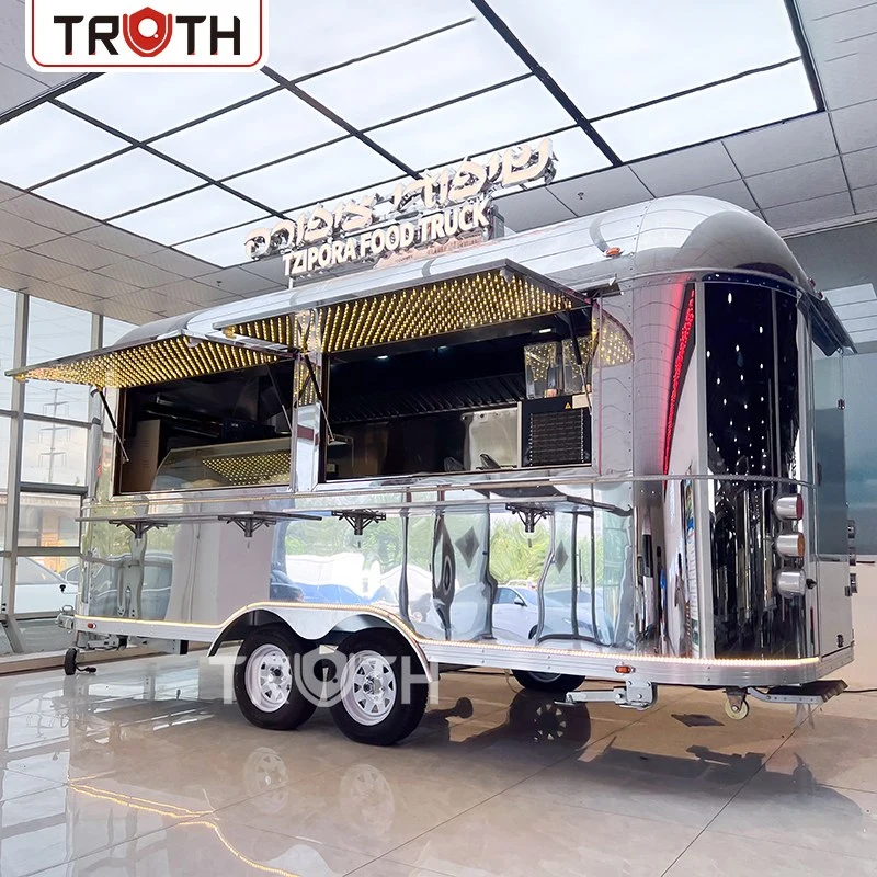 Stainless steel food trailer exterior - ready for service