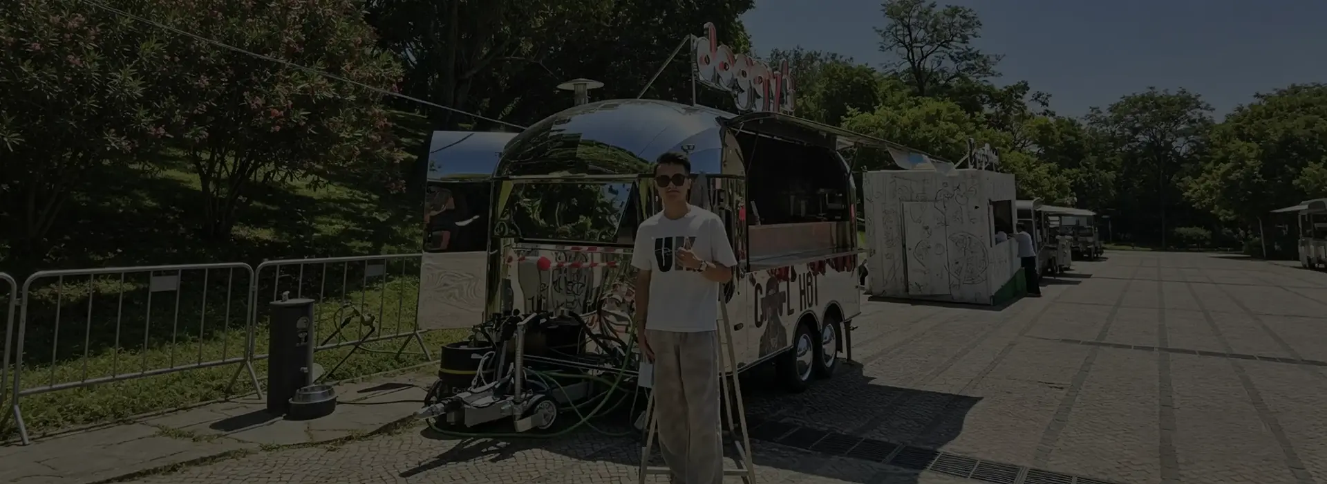 Square food truck with serving window