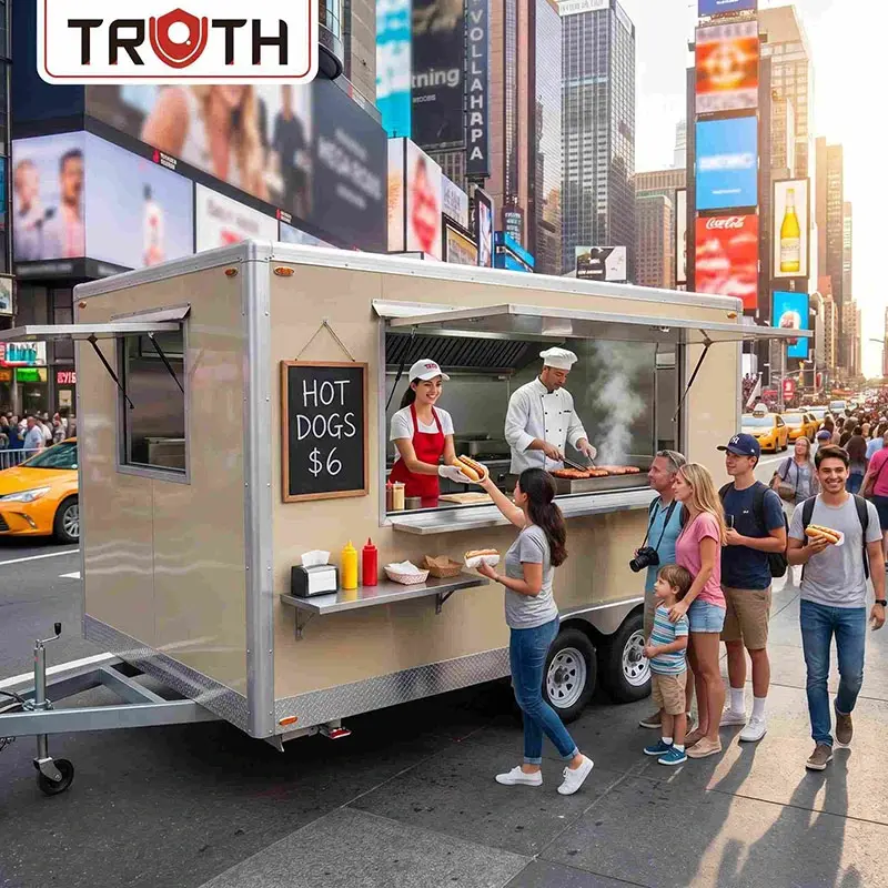 Quadratischer Hot-Dog-Food-Truck-Anhänger zu verkaufen